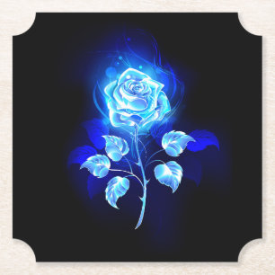 Burning Blue Rose Paper Coaster