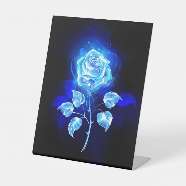 Burning Blue Rose Pedestal Sign (Front)