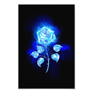 Burning Blue Rose Photo Print