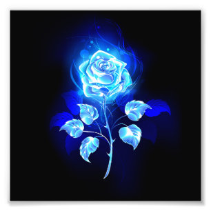 Burning Blue Rose Photo Print