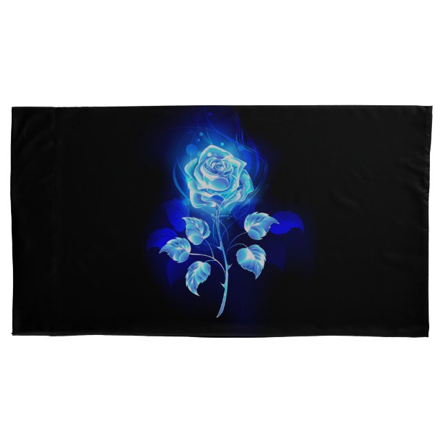 Burning Blue Rose Pillowcase (Front-Left)