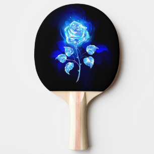 Burning Blue Rose Ping Pong Paddle