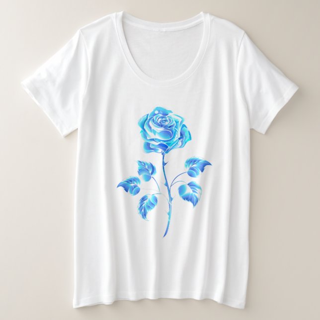 Burning Blue Rose Plus Size T-Shirt (Design Front)