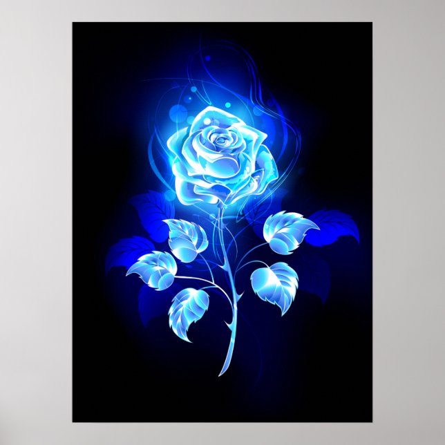 Burning Blue Rose Poster (Front)