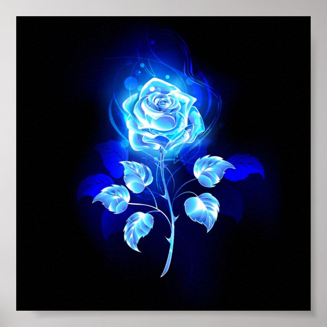 Burning Blue Rose Poster (Front)
