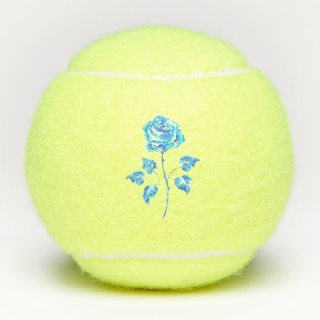 Burning Blue Rose Tennis Balls (Front)