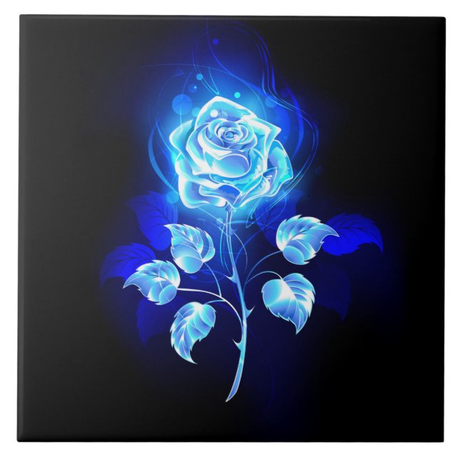 Burning Blue Rose Tile (Front)