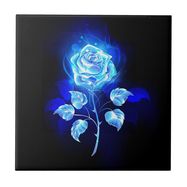Burning Blue Rose Tile (Front)