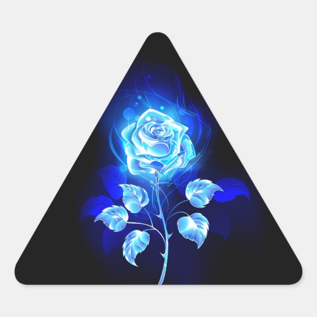 Burning Blue Rose Triangle Sticker (Front)