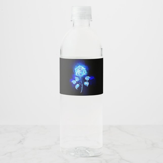 Burning Blue Rose Water Bottle Label (Front)