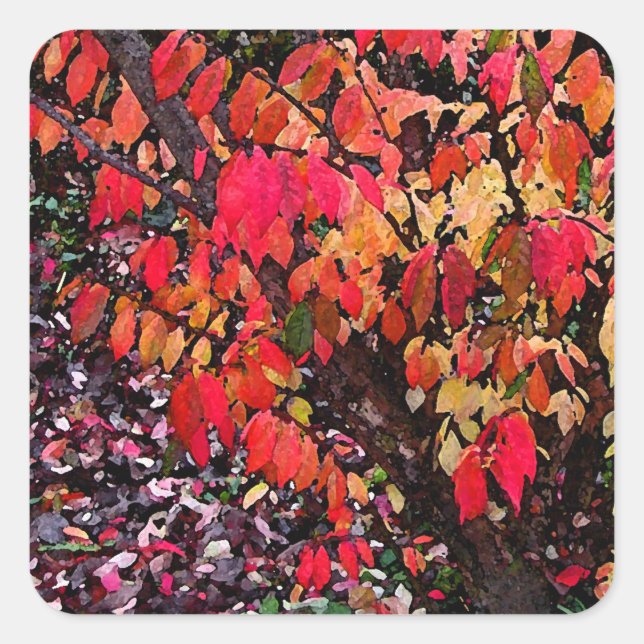 Burning Bush Abstract Square Sticker (Front)