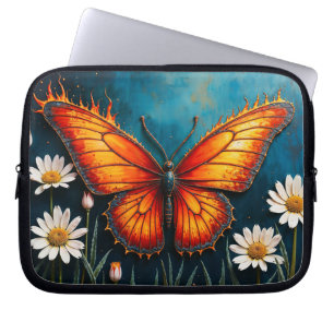 Burning butterfly bright fiery monarch wings art laptop sleeve