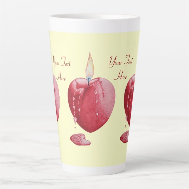 burning candle romantic red love heart  latte mug (Front)