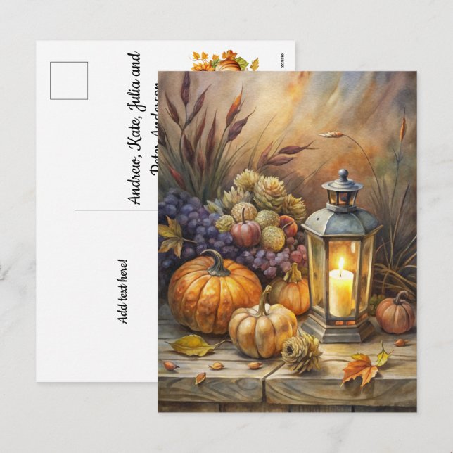 Burning Candle Welcome Fall Holiday Postcard (Front/Back)