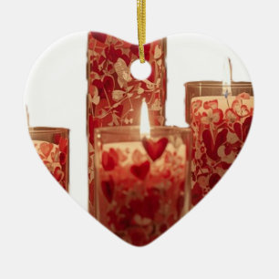 Burning Candles for Valentines Day Tree Ceramic Tree Decoration