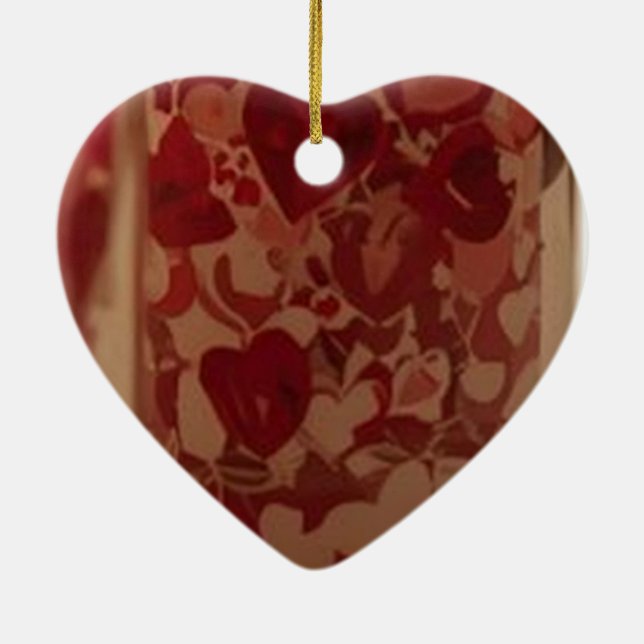 Burning Candles for Valentines Day Tree Ceramic Tree Decoration (Back)