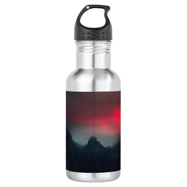 Burning clouds, fog and mountains 710 ml water bottle (Front)