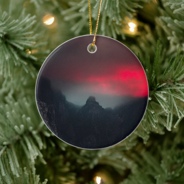 Burning clouds, fog and mountains ceramic tree decoration (Tree)