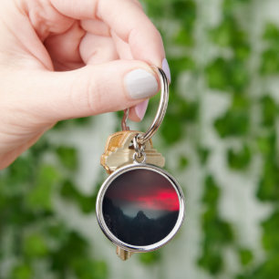 Burning clouds, fog and mountains key ring