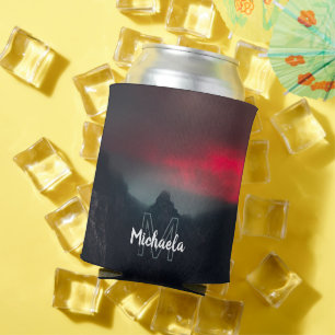 Burning clouds, fog and mountains monogram can cooler