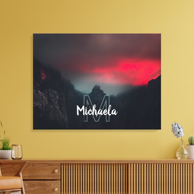 Burning clouds, fog and mountains monogram canvas print (Insitu(LivingRoom))