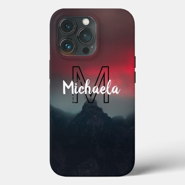 Burning clouds, fog and mountains monogram in sky Case-Mate iPhone case (Back)