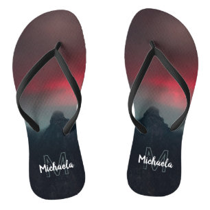 Burning clouds, fog and mountains monogram jandals