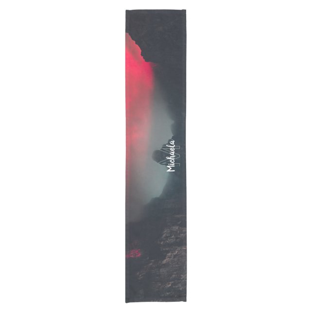 Burning clouds, fog and mountains monogram short table runner (Front)