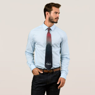 Burning clouds, fog and mountains monogram tie