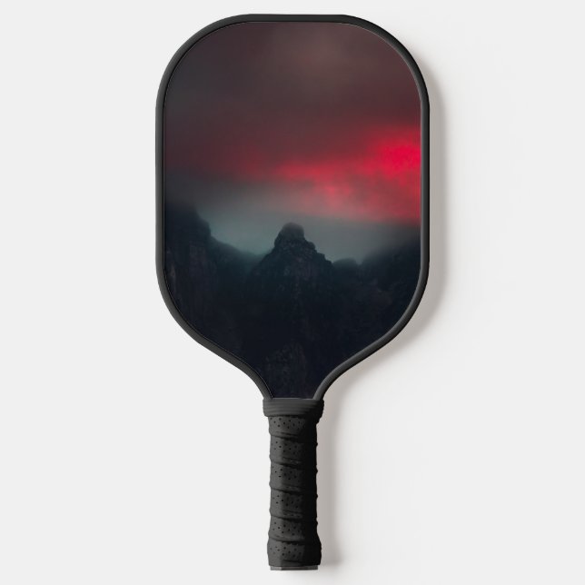 Burning clouds, fog and mountains pickleball paddle (Front)