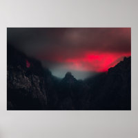 Burning clouds, fog and mountains