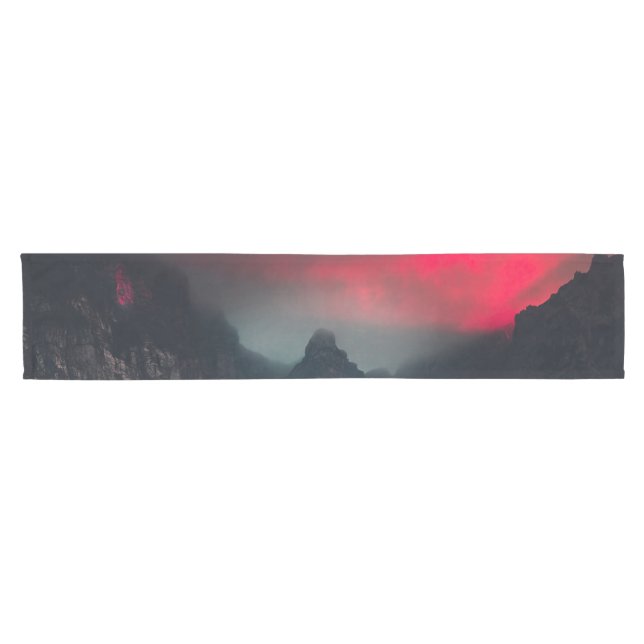 Burning clouds, fog and mountains short table runner (Horizontal)