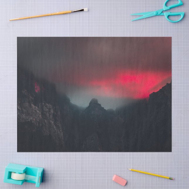 Burning clouds, fog and mountains tissue paper (Craft)