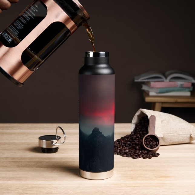 Burning clouds, fog and mountains water bottle (Coffee)