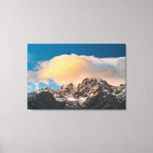 Burning clouds over the mountains canvas print