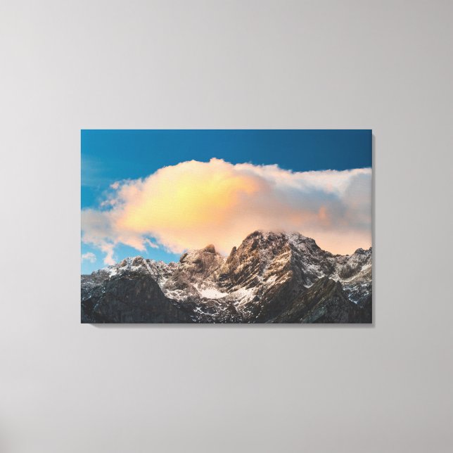 Burning clouds over the mountains canvas print (Front)