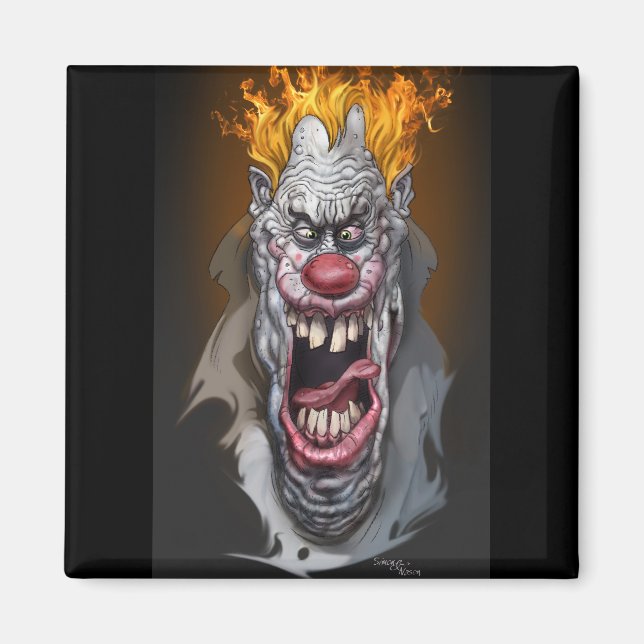 burning clown magnet (Front)