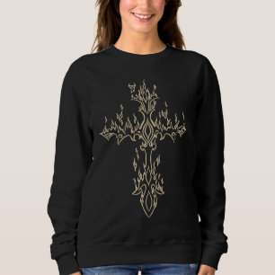 Burning Cross in Flame Emo E Girl Boy Alt Trad Mal Sweatshirt