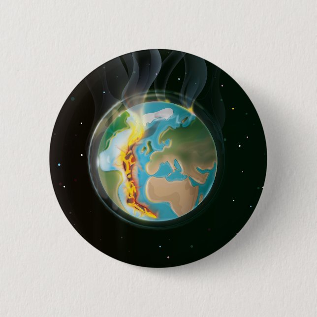 Burning Earth 6 Cm Round Badge (Front)