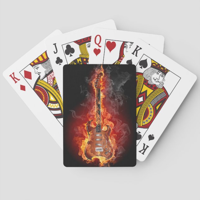 Burning Electric Guitar Playing Cards (Back)
