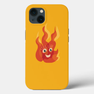 Burning Fire Flame Happy Cartoon Character iPhone 13 Case