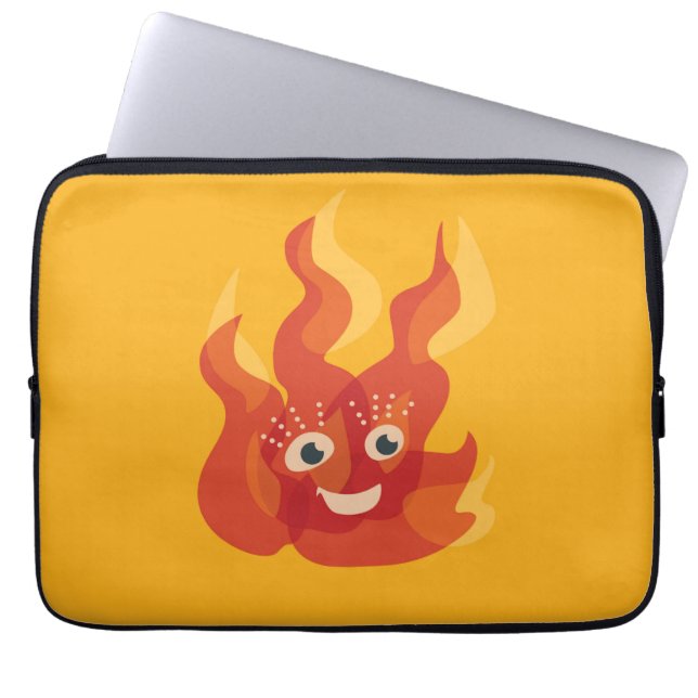 Burning Fire Flame Happy Cartoon Character Laptop Sleeve (Front)