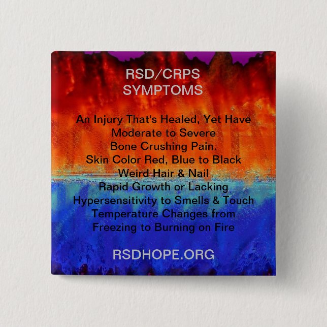 Burning Flames & Freezing Ice Storms RSD SYMPTOMS 15 Cm Square Badge (Front)