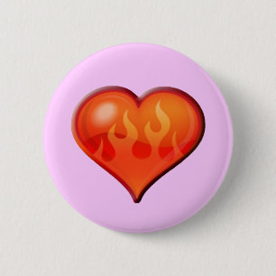 Burning Flaming Heart 6 Cm Round Badge
