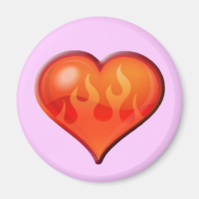 Burning Flaming Heart Magnet (Front)