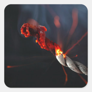 Burning fuse of a firecracker square sticker