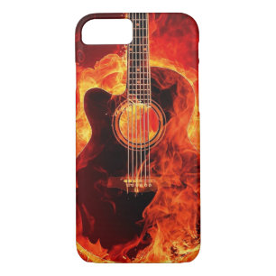 Burning Guitar Flames Fire Music Orange Black Case-Mate iPhone Case