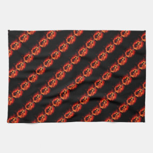 Burning Guitar, Orange Flames Music Rock Band Tea Towel