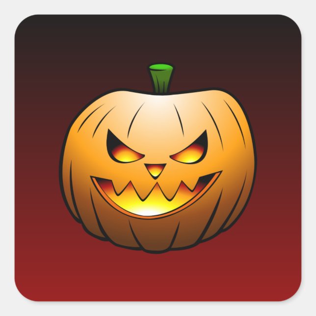 Burning Halloween Pumpkin on Stickers (Front)