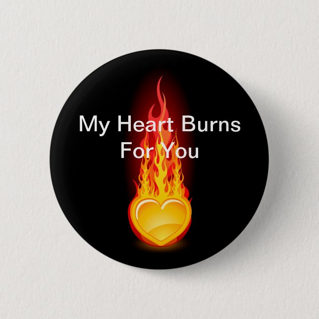 Burning Heart 6 Cm Round Badge (Front)